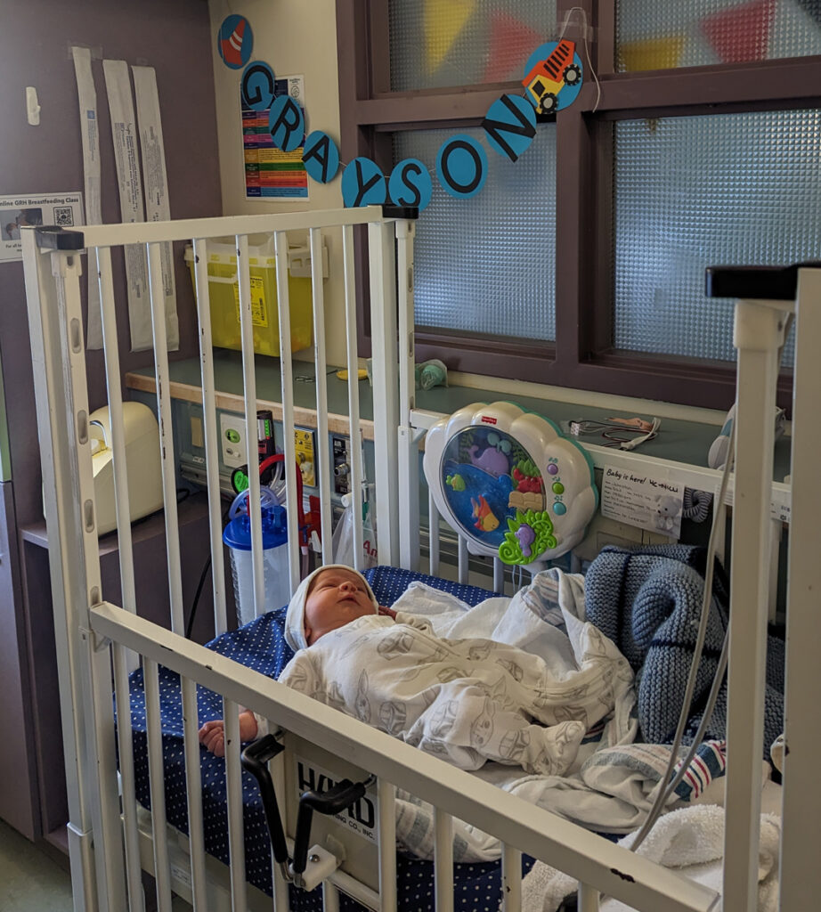 Photo: Grayson Johnston, healthy, in his crib at WRHN @ Midtown.