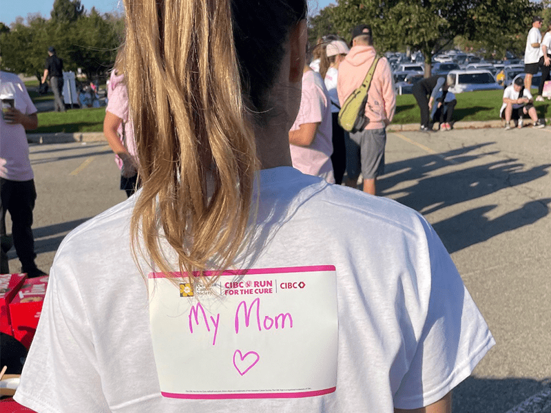 Rachel at the CIBC Run for the Cure in support of the Canadian Cancer Society