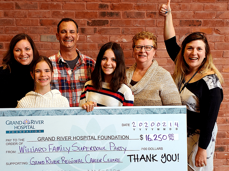 Photo: Williard Family with last year's big cheque in support of WRHN @ Midtown (formerly Grand River Hospital).